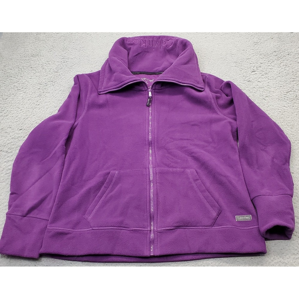 Calvin Klein Fleece Jacket Womens Medium Purple Quick-Dry Performance Full Zip